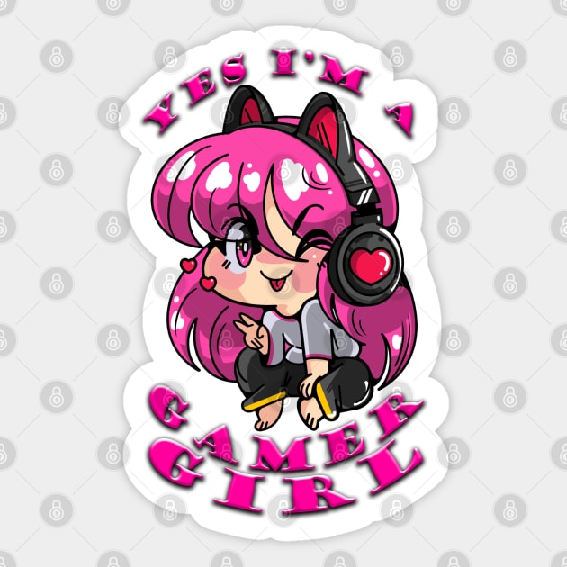 Yes Im A Gamer Girl Pink Sticker by Shawnsonart